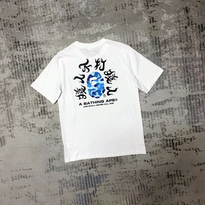 BAPE プリント Tシャツ ブラック ホワイト A BATHING APE アベイシングエイプ Tシャツ レディース ブラック