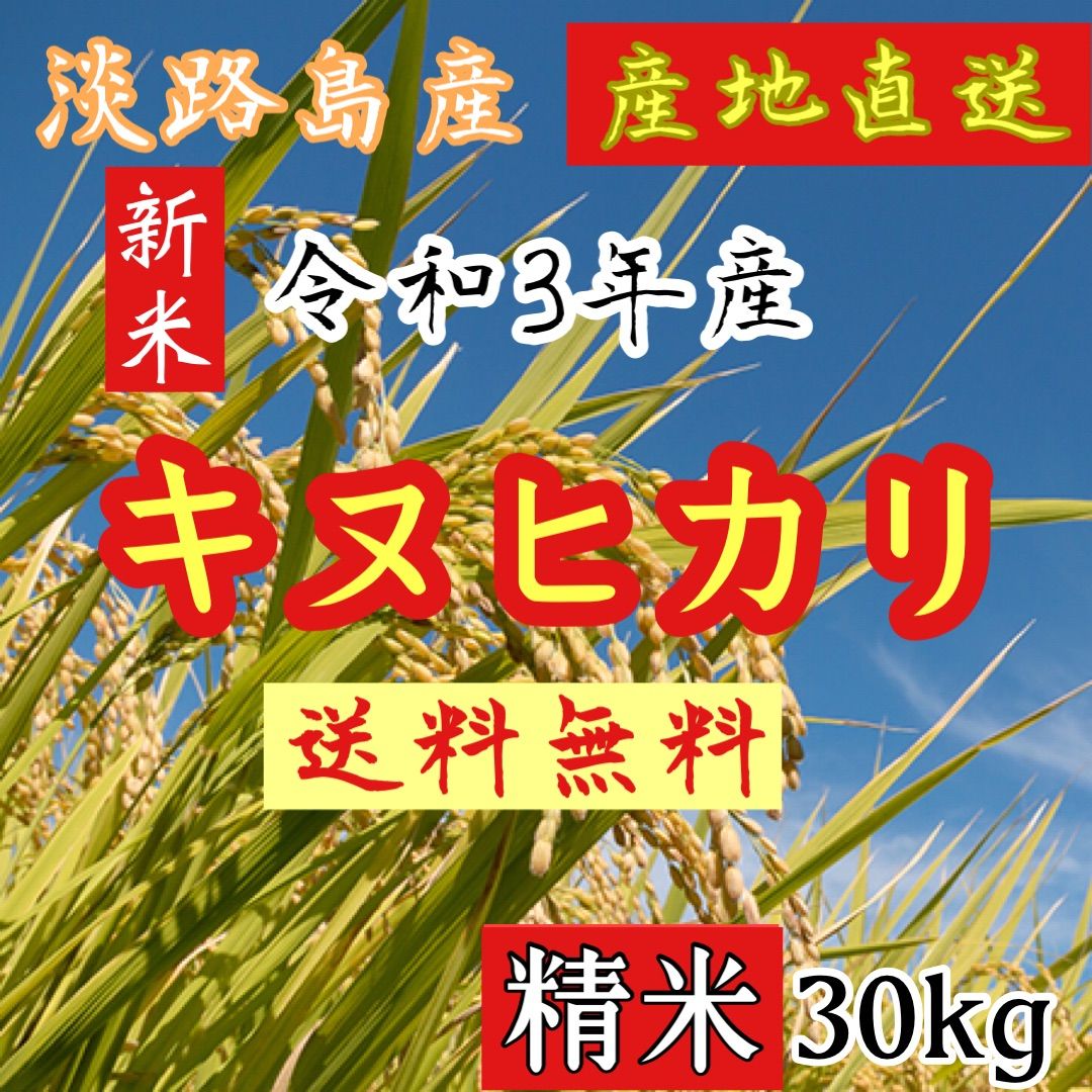 新米 令和3年産 キヌヒカリ 精米30キロ 淡路島産 精米小分け可 - メルカリ