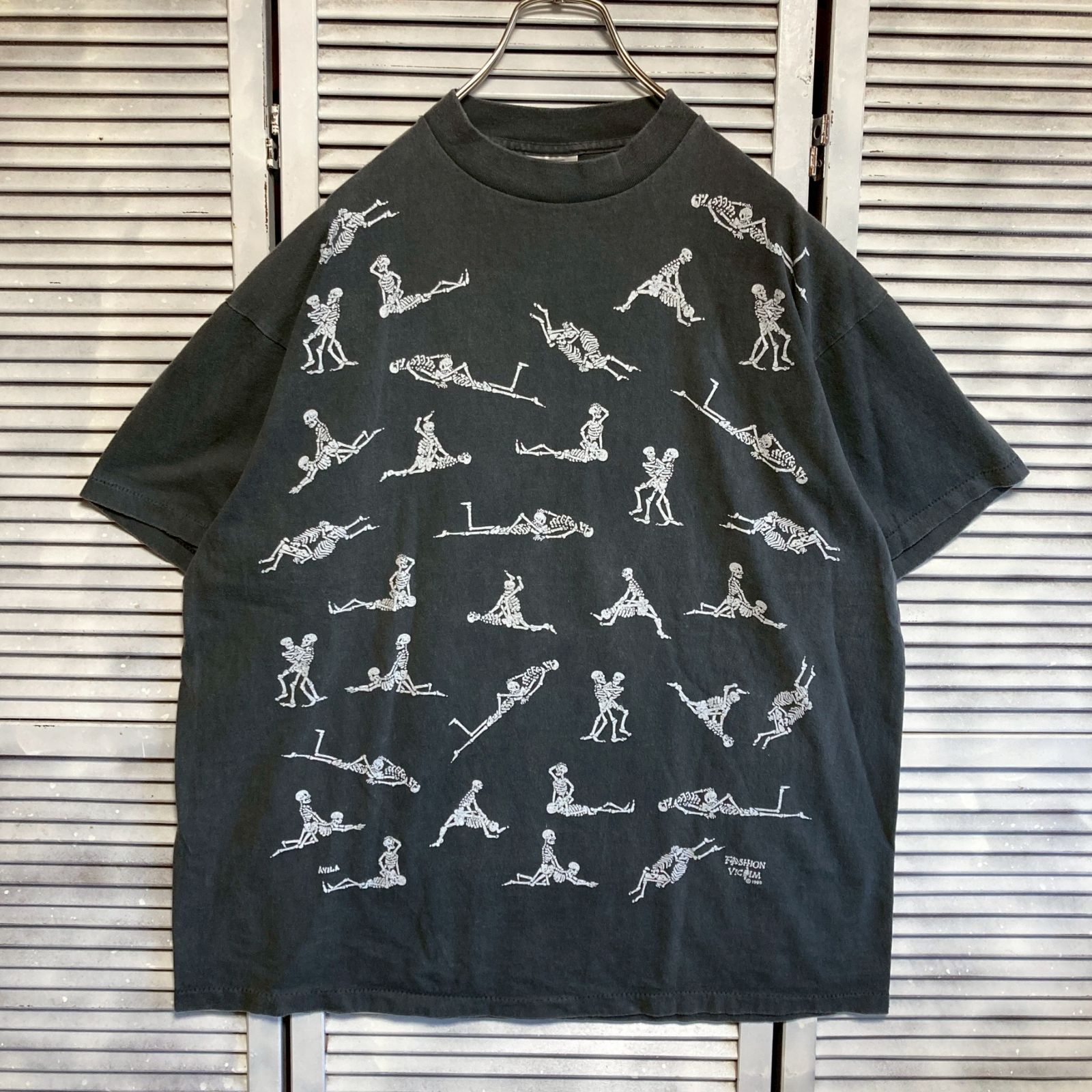 mm] BBYI エロ Tシャツ 古着 黒 ドクロ スカル ガイコツ 48手 総