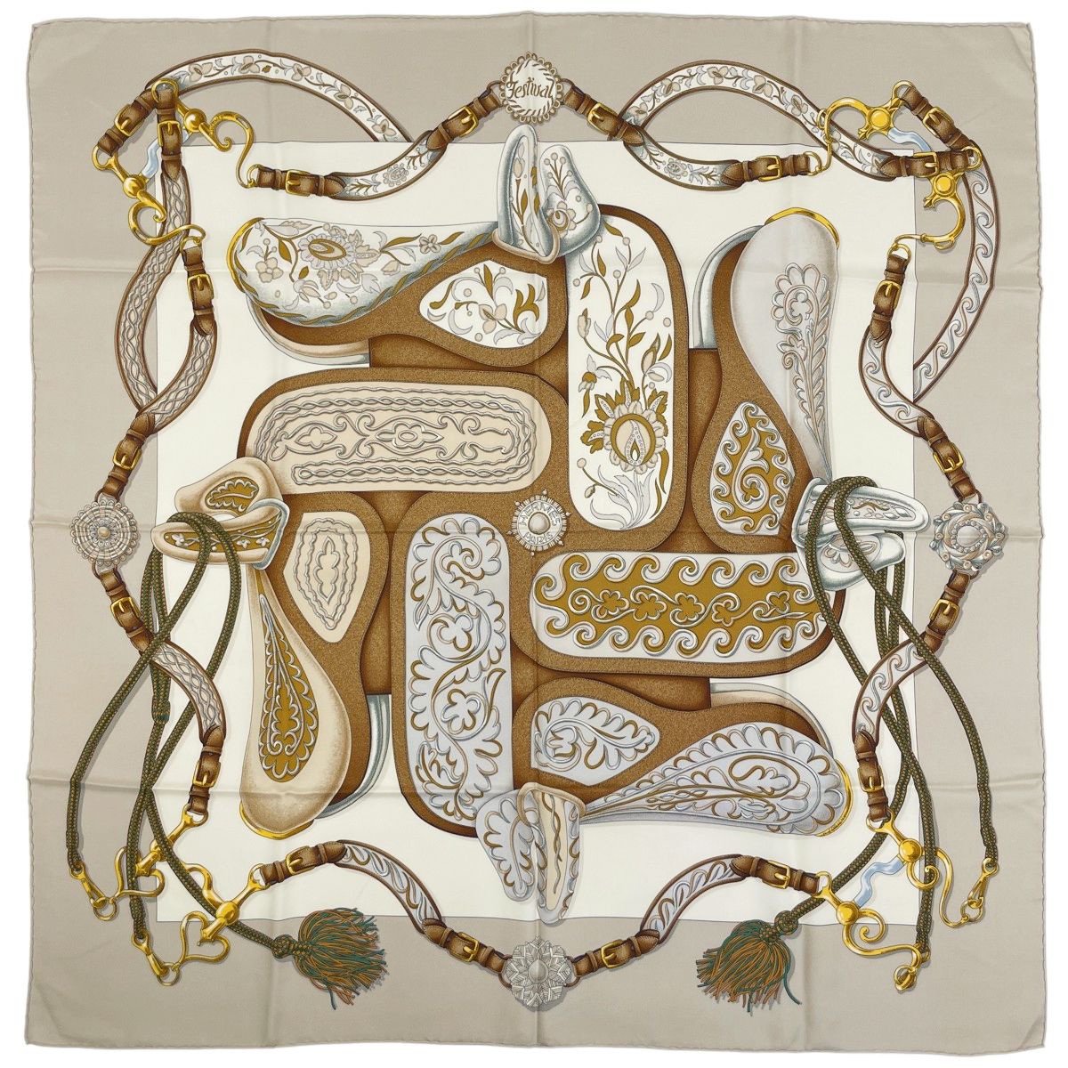 エルメス HERMES カレ 90 Festival フェスティバル 祭典 スカーフ シルク レディース