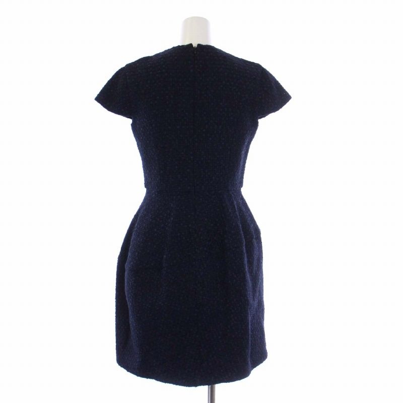 ヨーコチャン YOKO CHAN ワンピース ミニ ツイード ネイビー - メルカリ 