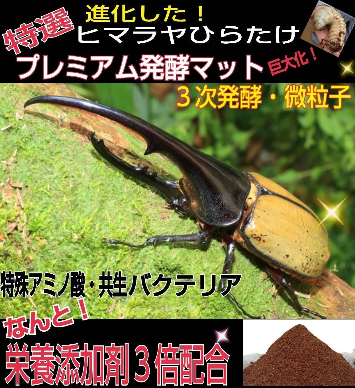 進化した！プレミアム3次発酵カブトムシマット80L☆アミノ酸栄養添加剤