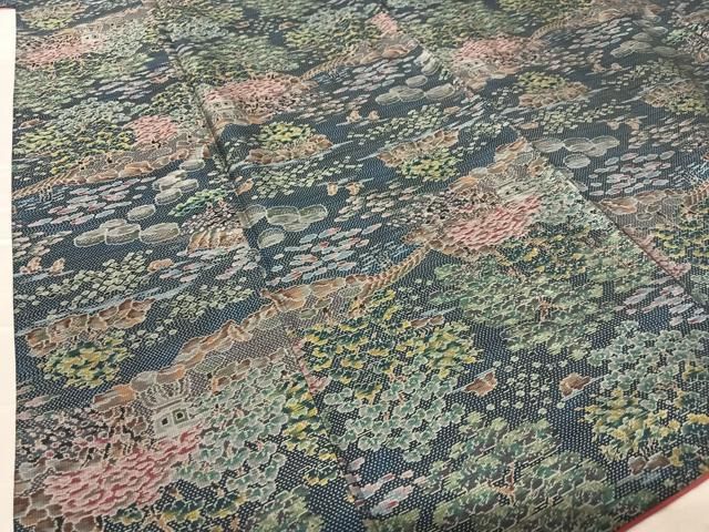 平和屋着物○本場大島紬 一元7マルキ 総絣 渡り橋風景草花文 正絹 逸品