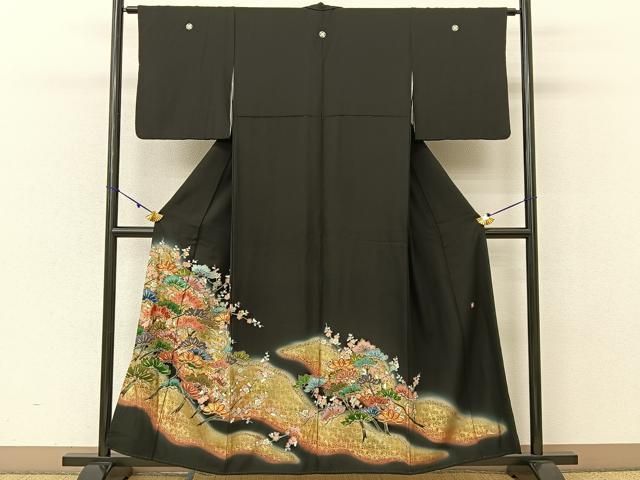 逸品❇️ますいわ屋扱い黒留め袖　有名作家手描友禅暈し染め　22点総フルセット 平和屋着物□豪華黒留袖 作家物 手描き 比叡山 暈し染め 金彩 正絹