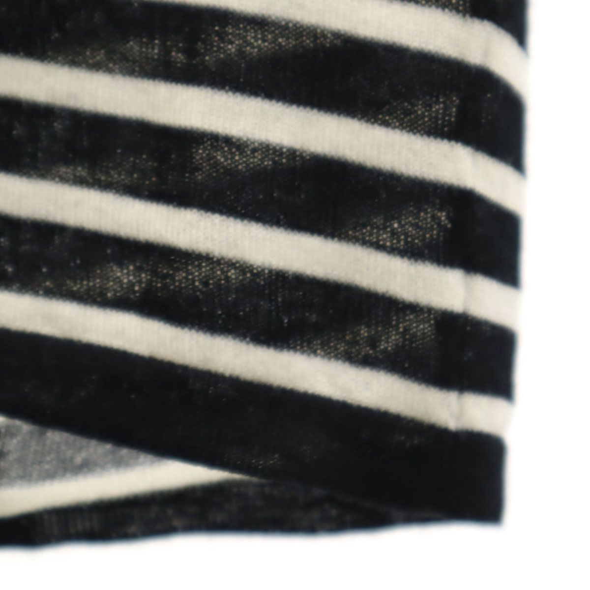 SAINT LAURENT サンローラン イタリア製 ボーダー柄 半袖 Vネック ニット XS ブラック レディース 古着 中古 SAINT LAURENT サンローラン イタリア製 ボーダー柄 半袖 V