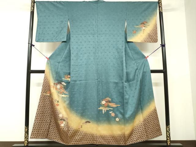 平和屋着物○訪問着 梅松花文 暈し染め 金彩 正絹 逸品 AAAY0216zg