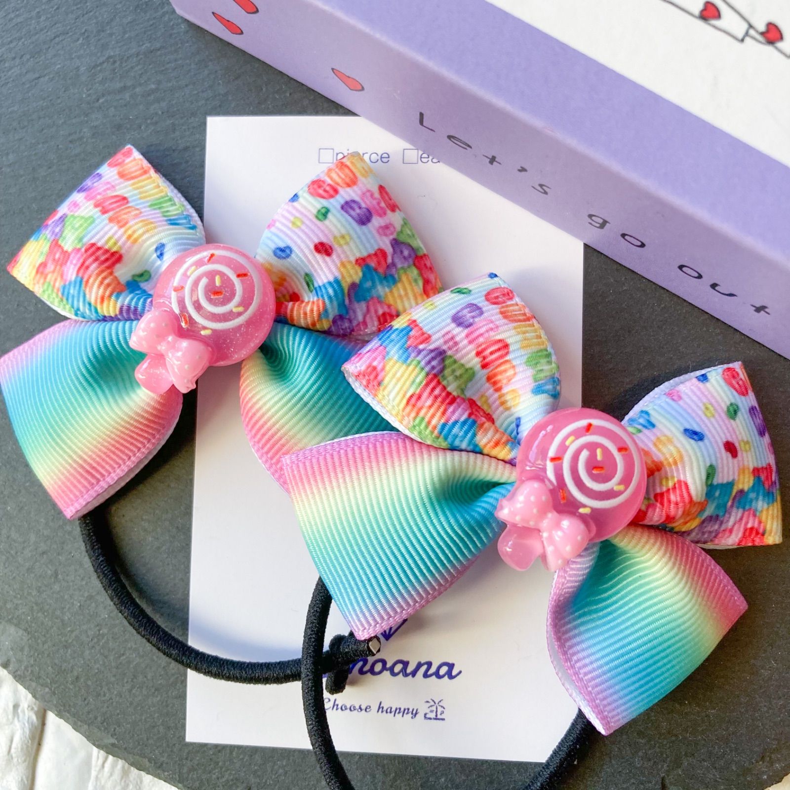 ダブルリボン おそ ヘアゴム ♡ベビーピンク♡ 