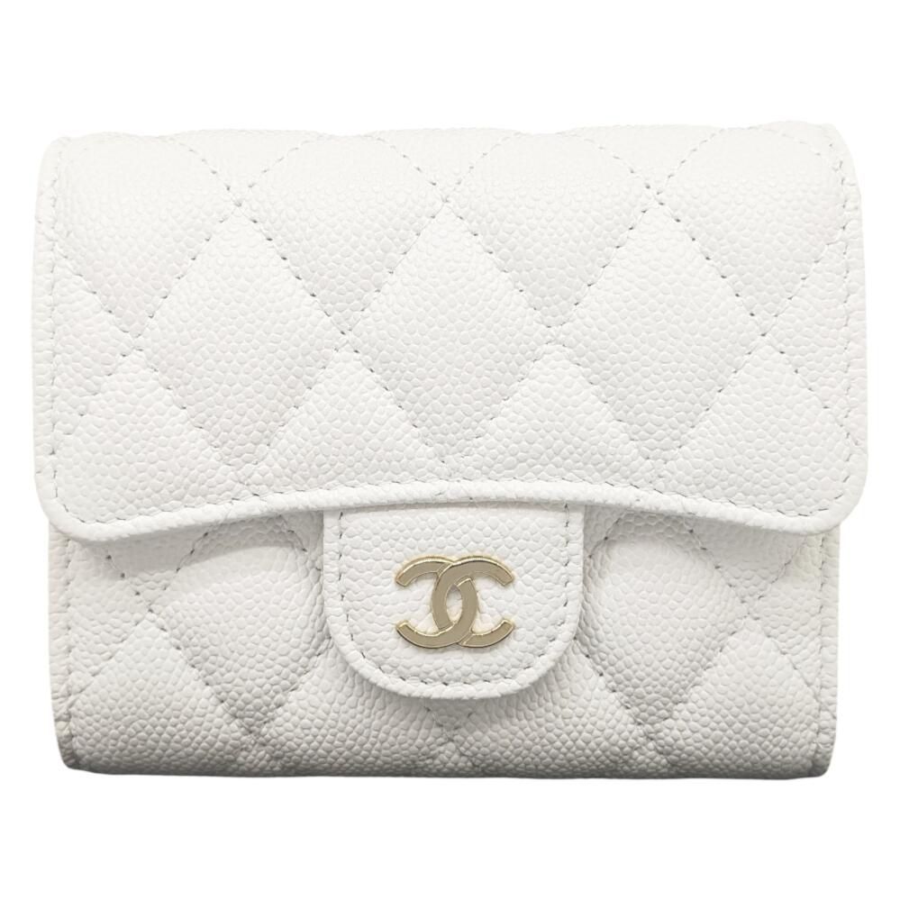 ◆CHANEL◆ シャネル 財布 コンパクトウォレット ホワイト 楽天市場】シャネル 財布 レディース キャビアスキン 三つ折り