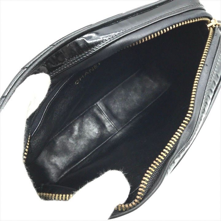 美品 CHANEL シャネル ココマーク ダイヤステッチ エナメル パテント