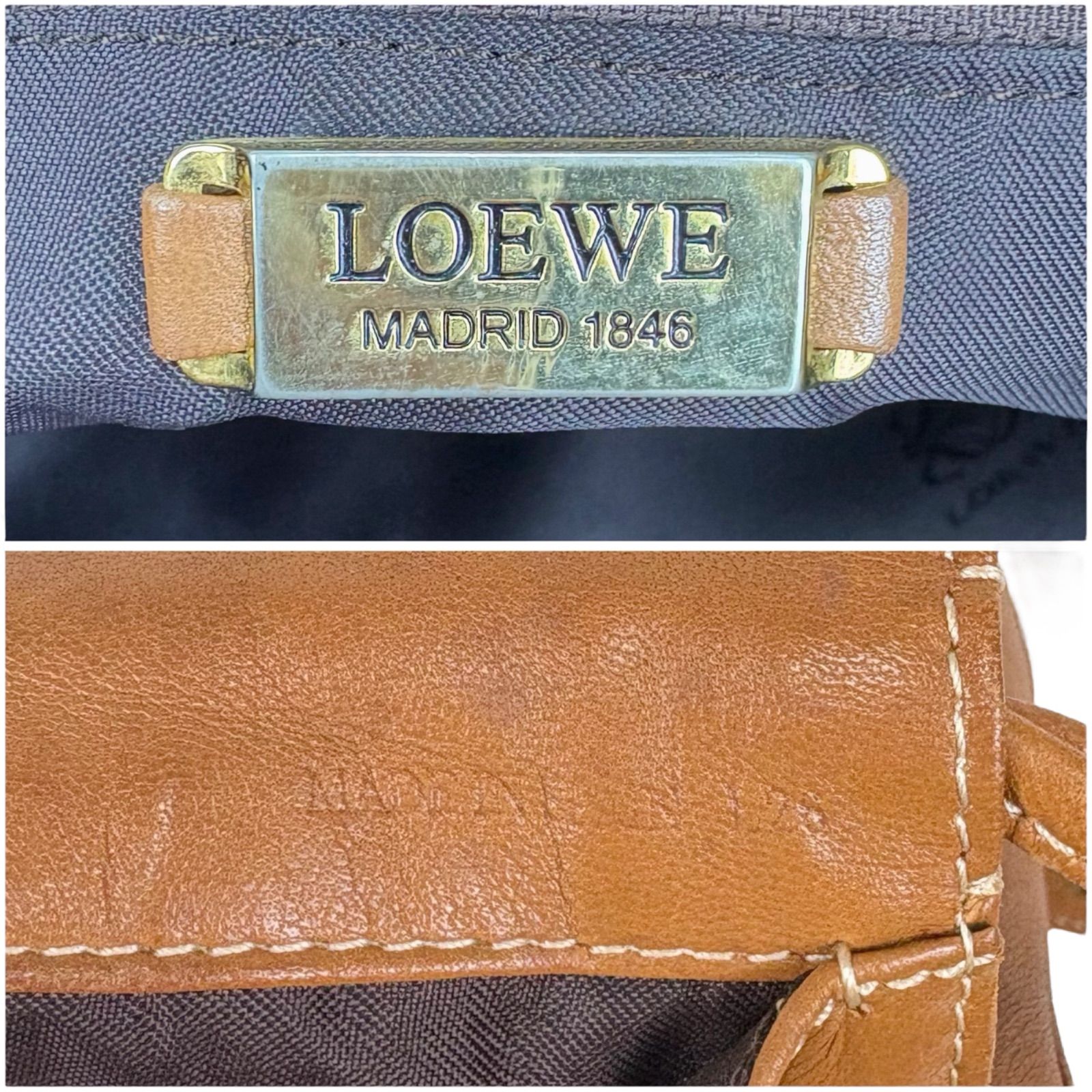 ロエベ LOEWE 巾着型 ショルダーバッグ アナグラムロゴ ブラウン