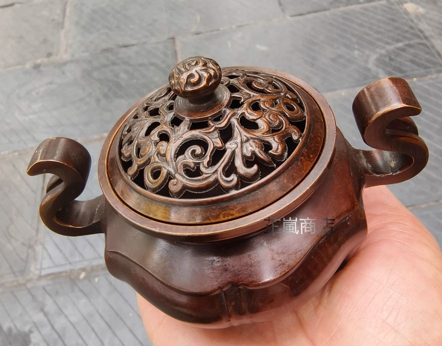 銅製 海棠薫香炉 香炉 檀香香炉 茶道沈香炉 香道具 装飾品 工芸品 置物 銅製 海棠薫香炉 香炉 檀香香炉 茶道沈香炉 香道具 装飾品 工芸