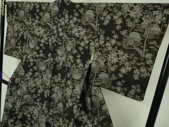 平和屋着物□極上 本場大島紬 9マルキ 古代染色純泥染 水車小屋 茂田絹