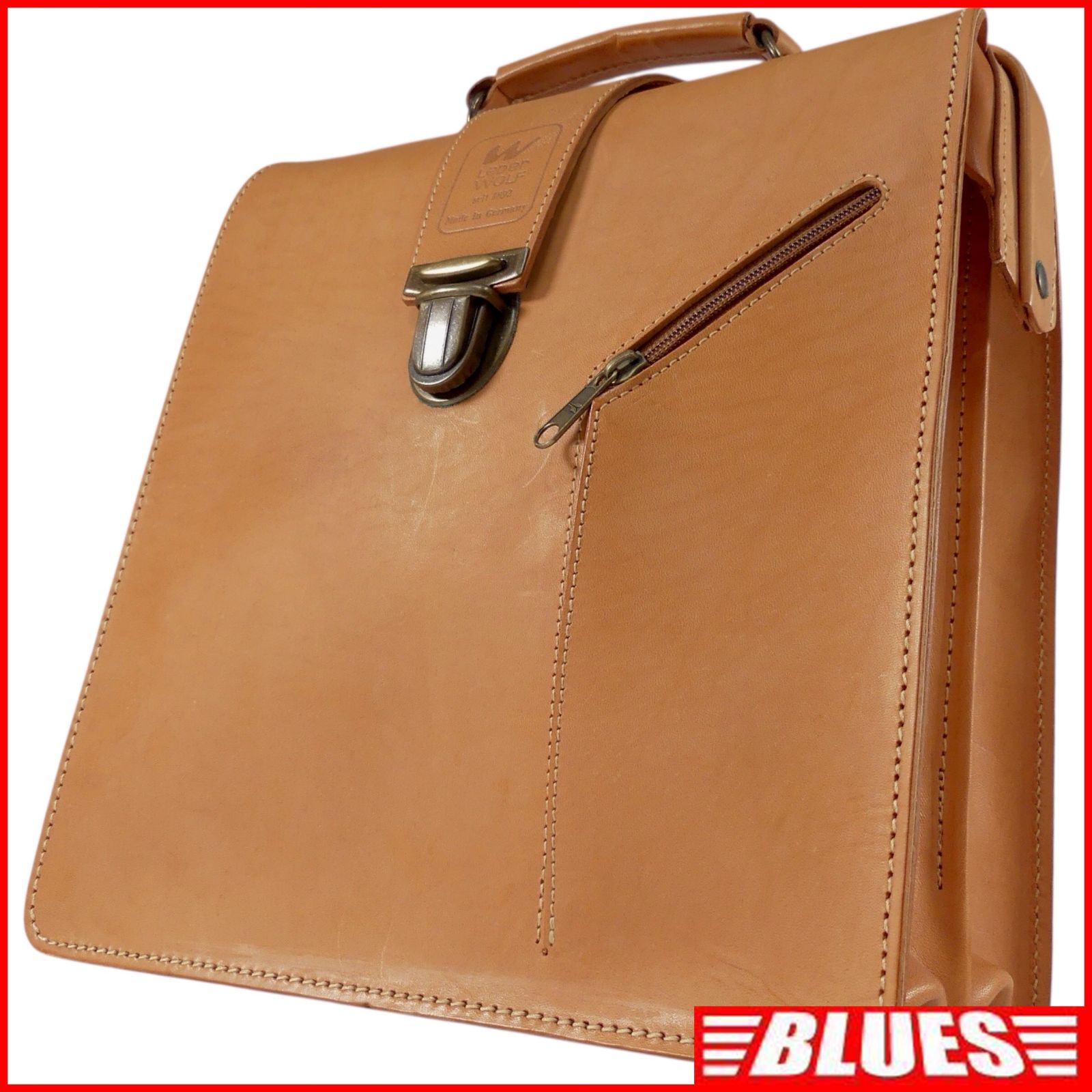 Leder Wolf レダーウォルフ レザーバッグ 本革 ドイツ製 2WAY ショルダー ビジネス 茶 キャメル ヌメ ショルダーバッグ一覧←SEULB屋着古← JJ1423
