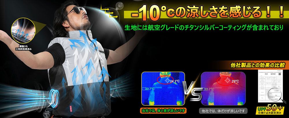 G.B.Z　空調冷風服 COVELL　空調冷風服（ベストタイプ） LLサイズ　カーキ＆ブラック　【品番：MJ-A01-green-LL】