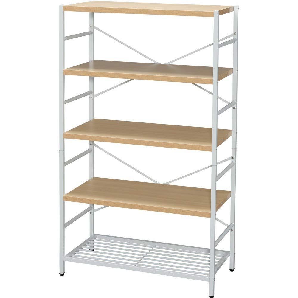 幅80×奥行39×高さ140.5 ナチュラル 5段 AJ-S5 オープンシェルフ 収納 ラック 本棚 アイリスプラザ