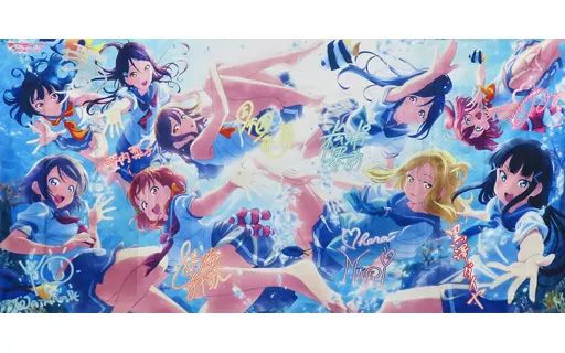 タオル 手ぬぐい Aqours BOXイラスト使用特大マルチクロス ラブライブ!サンシャイン!! Blu-ray BOX A-on STORE