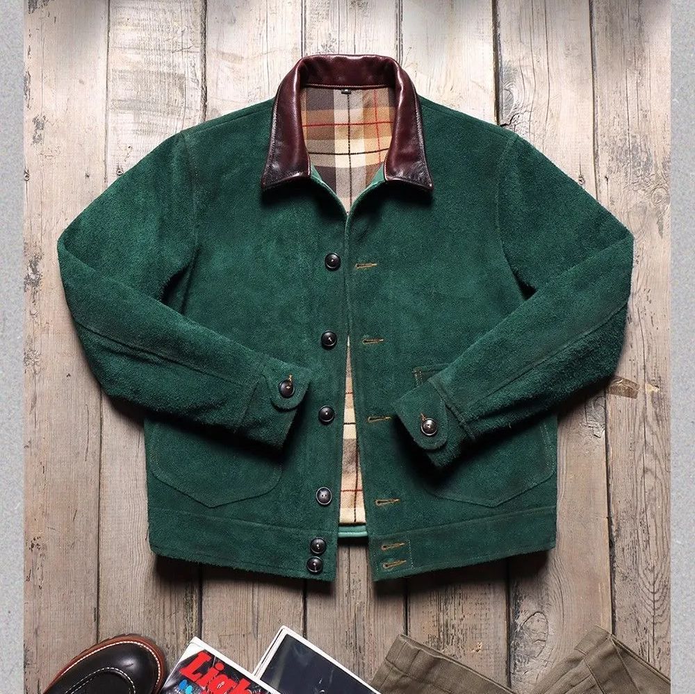 h 無ブランド メンズ 本革ジャケット ヘアカーフスエード レトロ 本革皮革 ジャケット 春秋用 ビジネスカジュアル アウター