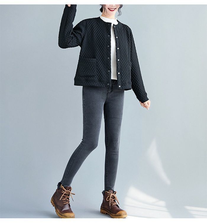 新品 キルティングジャケット レディース ノーカラー アウター  