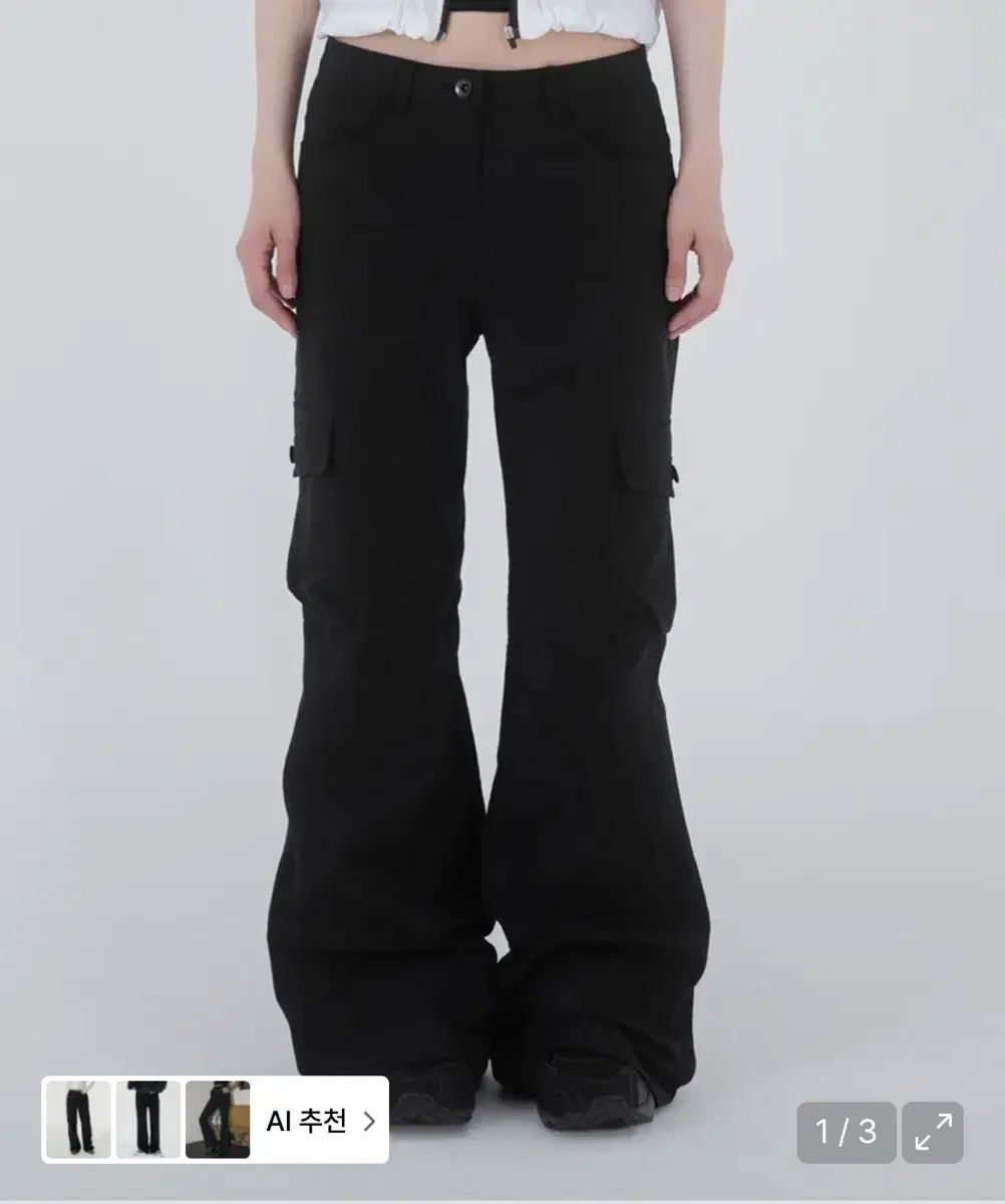 迷キーSEOUL ポケット カーゴ ブーツカット パンツ ズボン ブラック サイズ 2