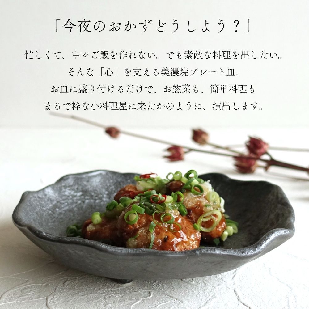 美濃焼 和モダン 変形皿 溶岩石風プレート お皿 日本製 刺身鉢