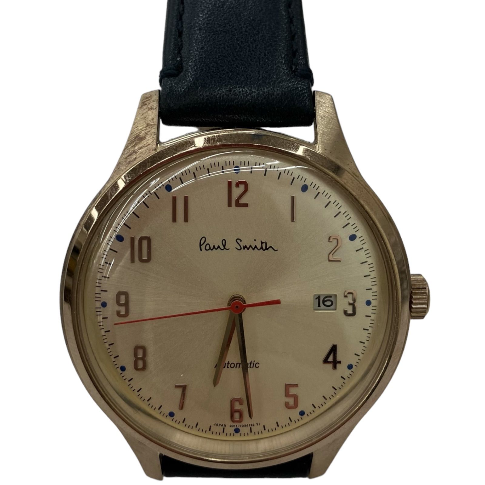 Paul Smith ポールスミス 自動巻腕時計 アナログ レザー GLD BLK 9011 