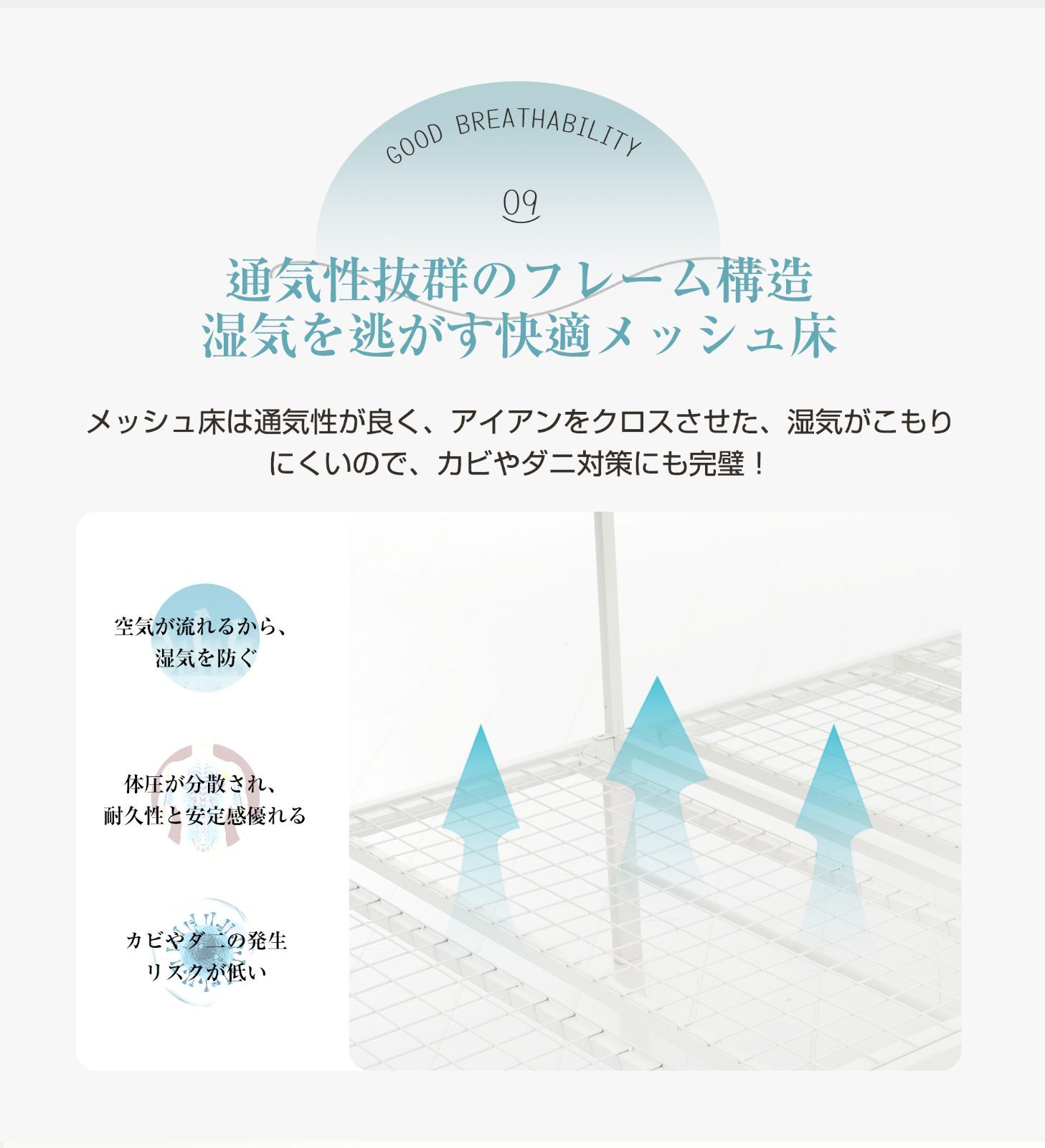 ホワイト北欧風システムベッド｜シングルサイズ｜スチールネット付き｜移動デスク付｜耐震性抜群｜一人暮らし向け｜N512P276707A