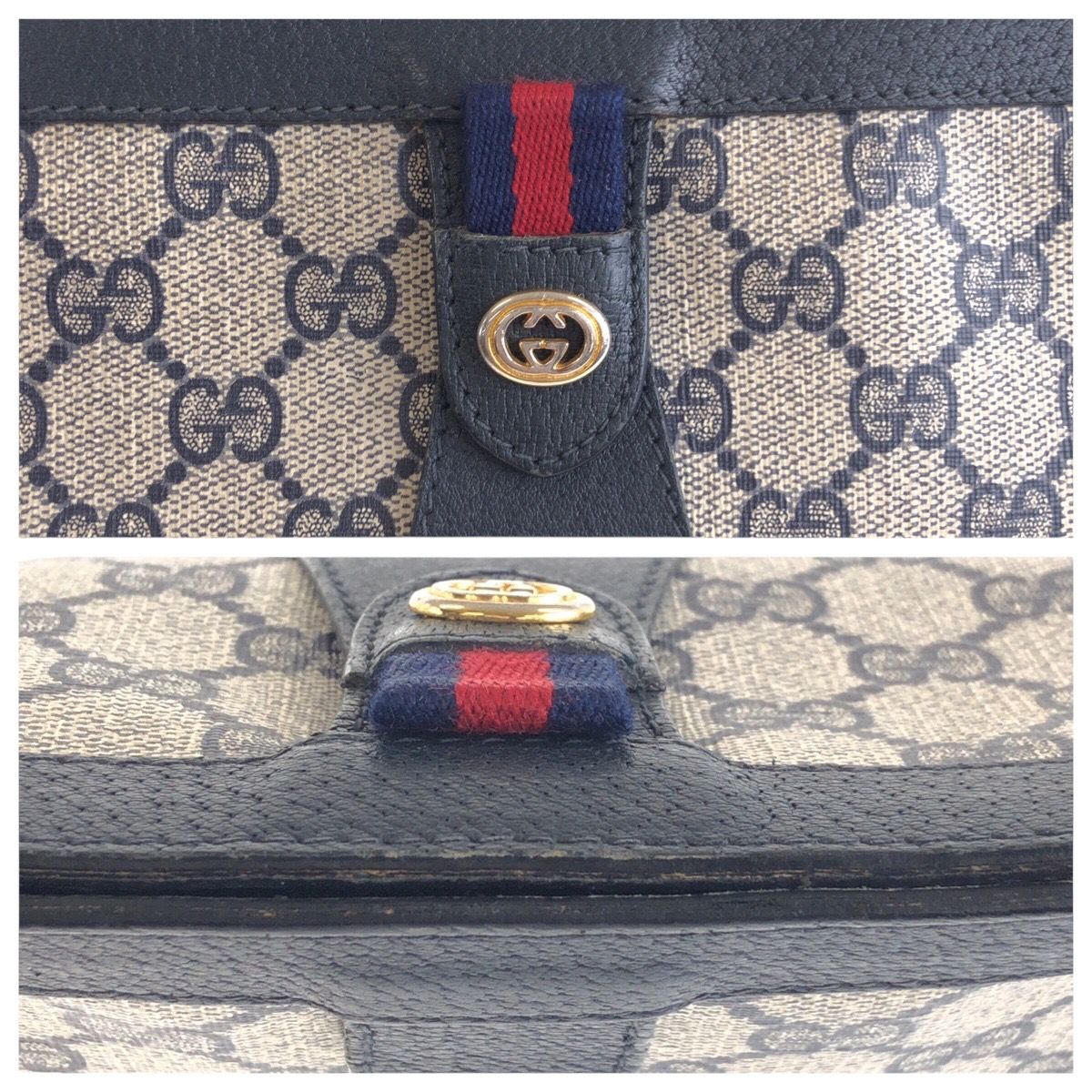 GUCCI グッチ ヴィンテージ オールドグッチ シェリーライン ネイビー