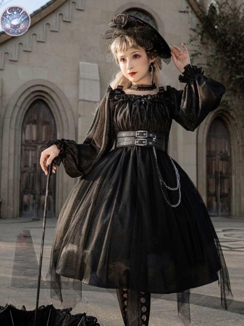 ゴシックロリータ✭チェーンベルト付きワンピース★お出かけや女子会に！ 新品 未使用 ゴシックロリータ チェーンベルト付きワンピース