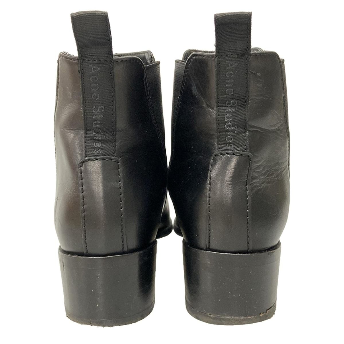 ACNE STUDIOS アクネ ストゥディオズ ショートブーツ 37 レディース - 黒 サイドゴア レザー KIN-KAAI_COM