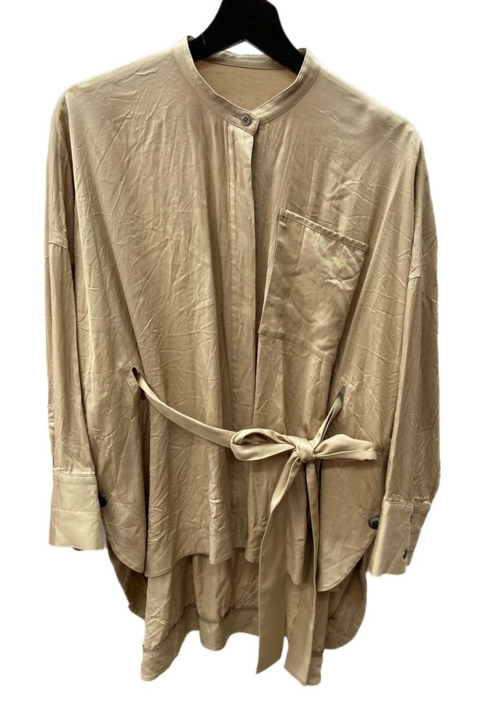 ルフィル LE PHIL SHIRT オーバーシャツ ゆったり シルエット バント ウエストマーク サイドボタン BEIGE 534-9210950 長袖シャツ 無地 ベージュ SIZE1 104LT-126