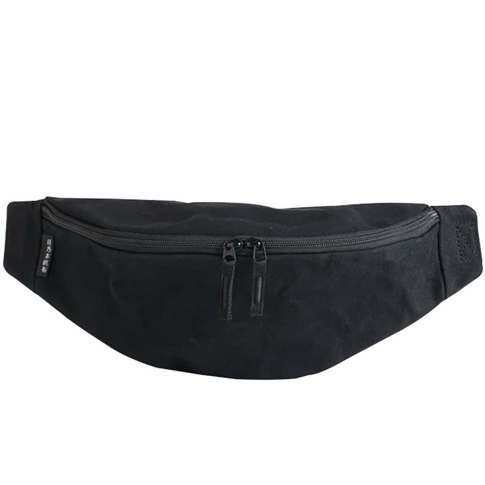 日乃本帆布 ボディバッグ ウェストポーチ ブラック 撥水 背面ポケット付き ワンショルダー 帆布 斜め掛け 肩掛け