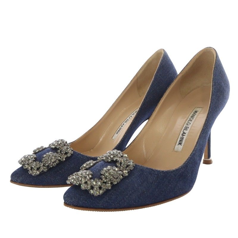 マノロブラニク MANOLO BLAHNIK HANGISI ビジューバックルデニム