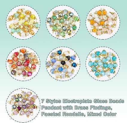 在庫処分】PandaHall 140個セット ガラスビーズ チャーム コネクタ