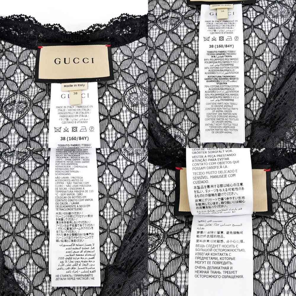 【名東】グッチ シースルーシャツ インナー付 38サイズ ブラック 黒 717104 長袖 レディース 女 服 名東】グッチ シースルーシャツ インナー付 38サイズ ブラック