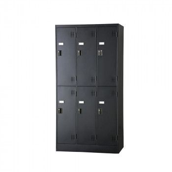豊國工業 スタンダードロッカー6人用 シリンダー錠 TLK-S6-MB マットブラック