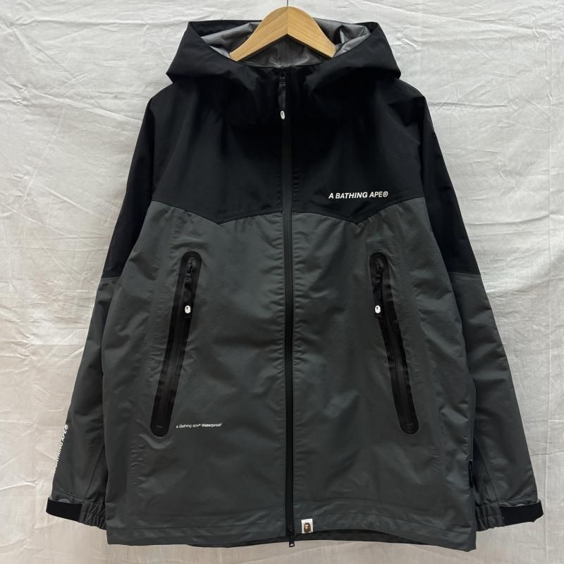 A BATHING APE アベイシングエイプ ジャケット 上着 ジャンパー ブルゾン BAPE 3 LAYER HOODIE JACKET ベイプ 3レイヤー フーディ マウンテンパーカー ナイロン ジャケット 黒 灰色 ブラック グレー