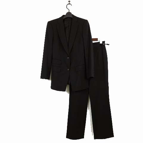 グッチ GUCCI スーツ パンツスーツ 上下 セットアップ フォーマル テーラードジャケット ストレートパンツ M-L 38 40 黒 ブラック 国内正規品