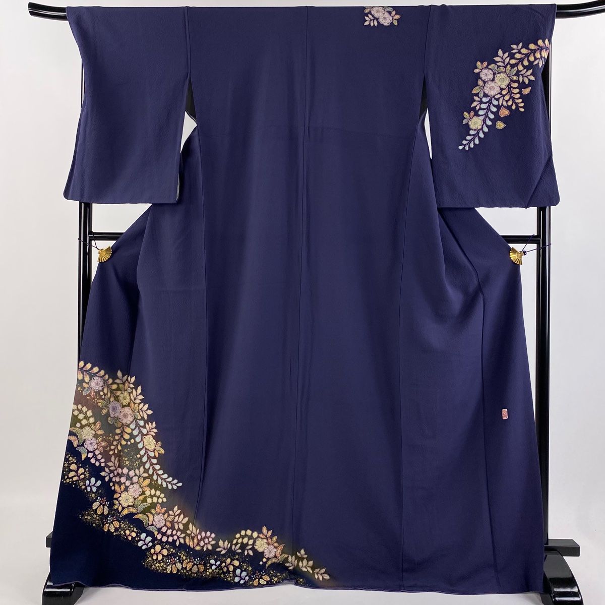 訪問着　フルセット　着物　正絹　鳥　青緑　落款　斎藤三才　鮮やか　F10 訪問着 フルセット 着物 正絹 鳥 青緑 落款 斎藤三才 鮮やか F10 楽天