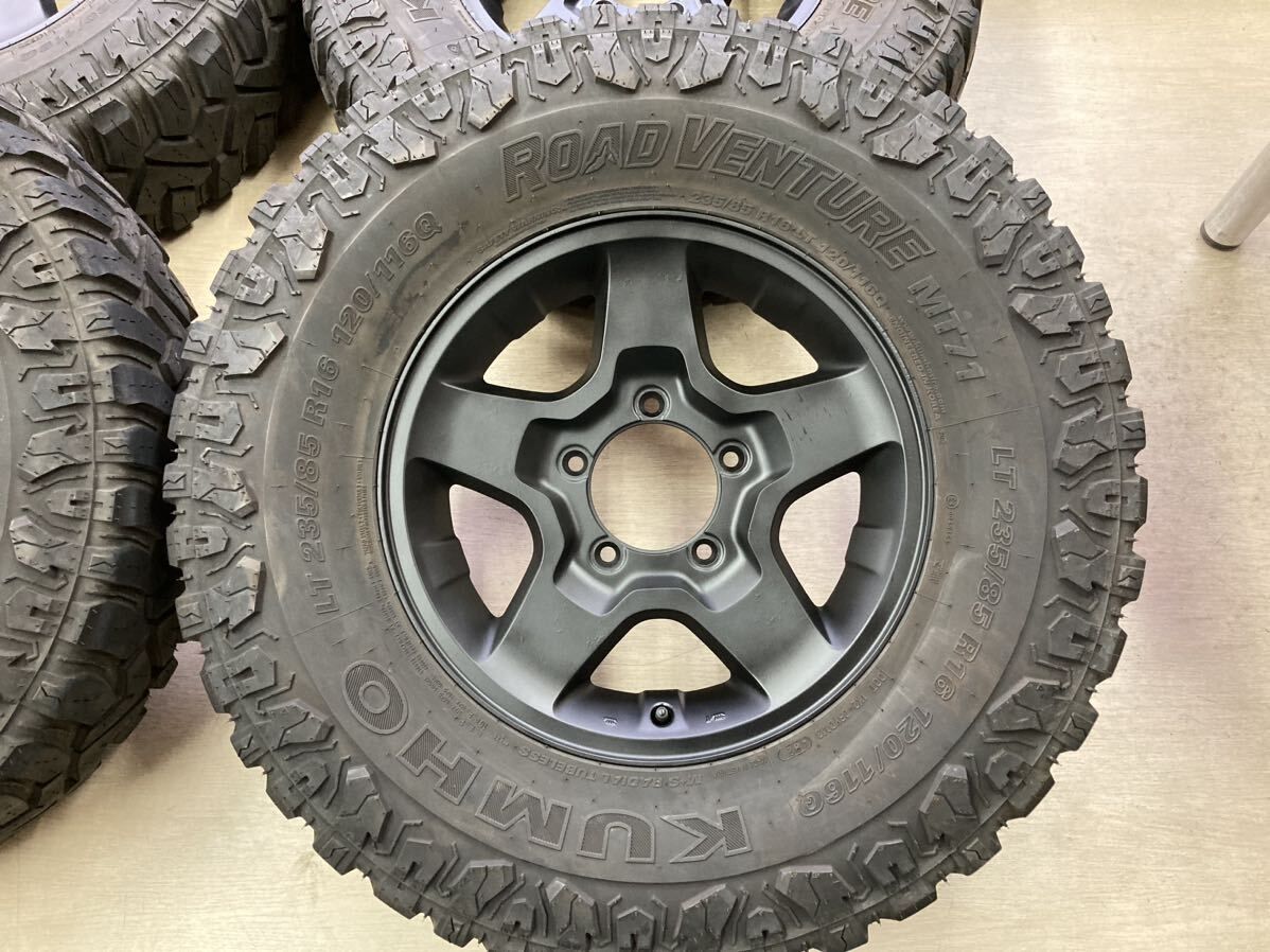 リフトアップ ジムニーに!!235/85R16 クムホ MT71◆ジムニー純正 マットブラック再塗装◆5.5J 16in+22 5/139.7◆JA11 JA12 JB23 JB64