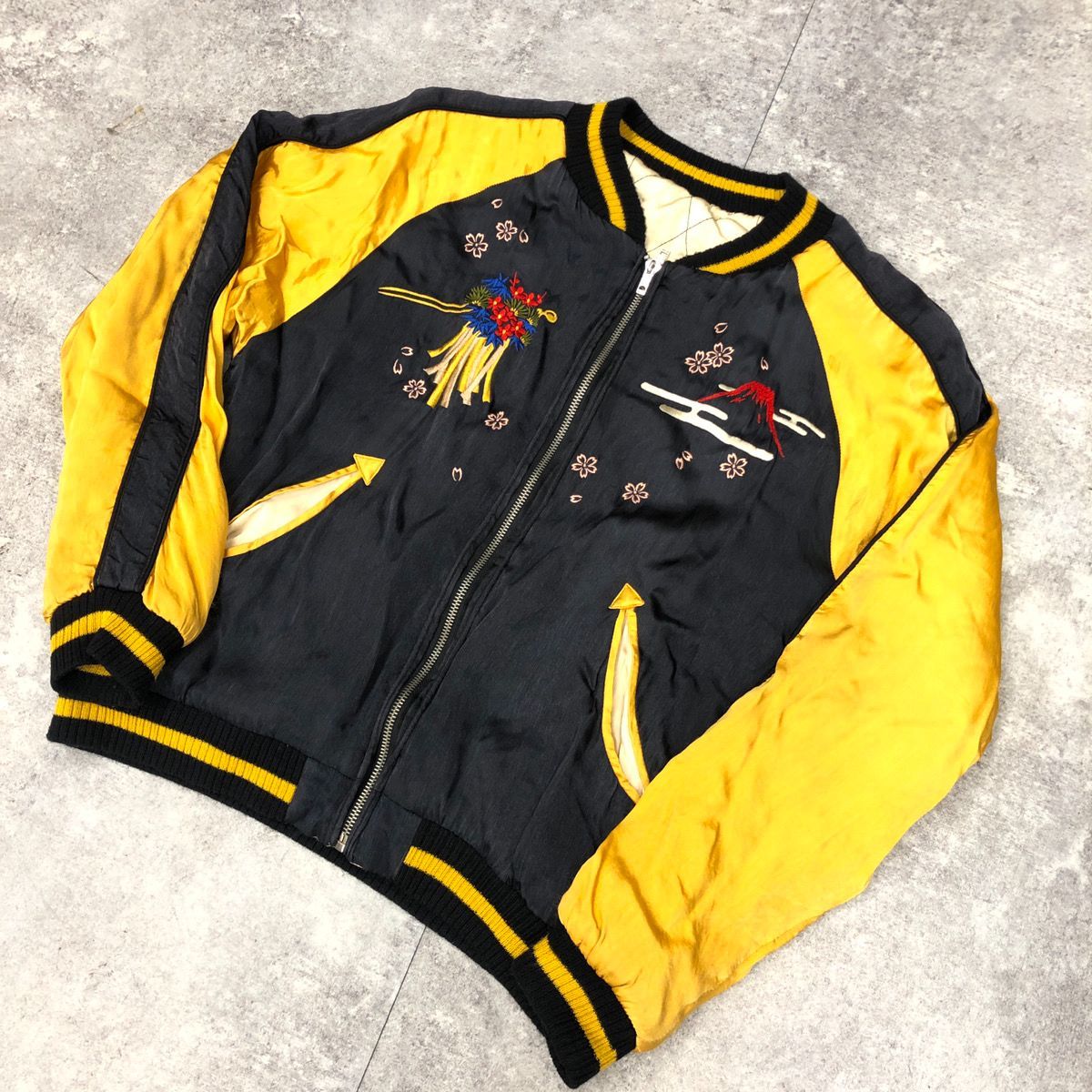 CROPPED HEADS クロップドヘッズ TAILOR TOYO テーラー東洋 SOUVENIR JACKET スーベニアジャケット リバーシブル  スカジャン OIRAN TOUR 刺繍 YELLOW イエロー BLACK ブラック Sサイズ