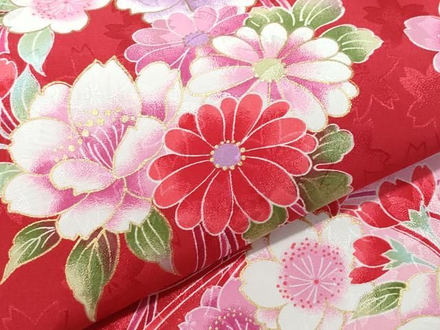 平和屋着物○小振袖 二尺袖 草花文 金彩 洗える着物 CAAZ1174vf - メルカリ