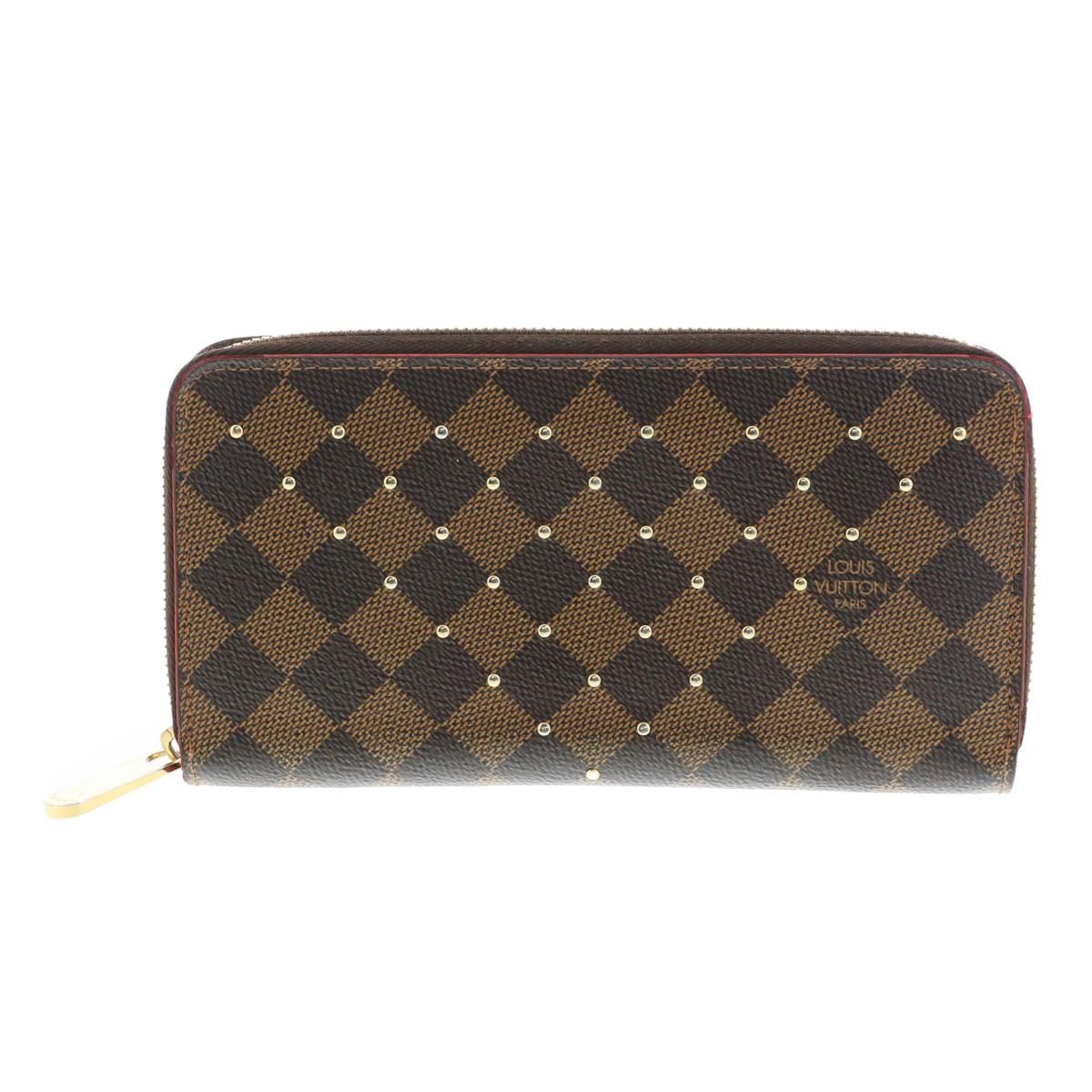 中古】 LOUIS VUITTON （ルイヴィトン） ｼﾞｯﾋﾟｰ・ｳｫﾚｯﾄ ｽﾀｯｽﾞﾌﾗﾜｰ 財布 長財布(小銭入有) ダミエ ブラウン  Damie/EBENE. N60473 used:B - メルカリ