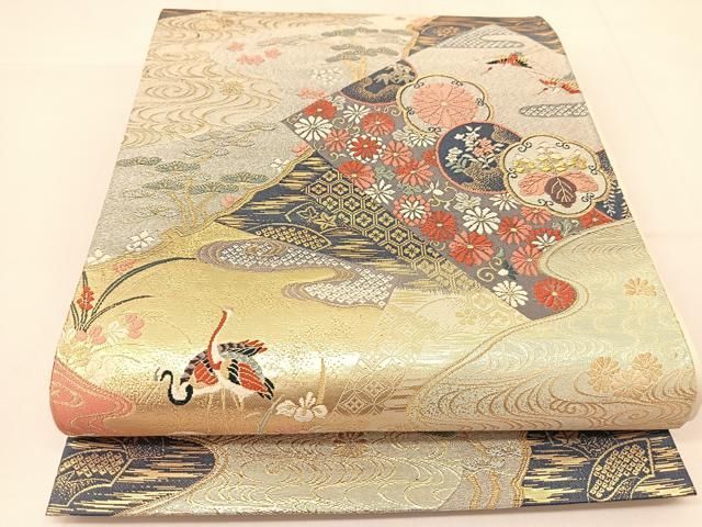 平和屋着物◎六通柄袋帯 唐織 桃山慶長の美 色紙取菊花文 金銀糸 正絹