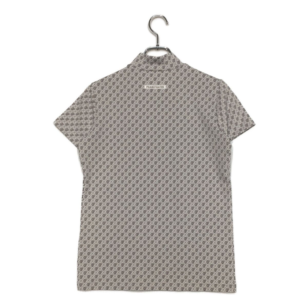 レディース パーリーゲイツ PEARLY GATES 半袖シャツ 2 L 白×グレー ハイネック 総柄