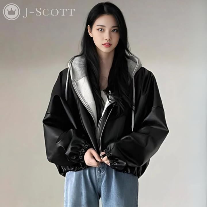 J-Scott ジェイスコット ルーズフィットブルゾン フェイクレザー