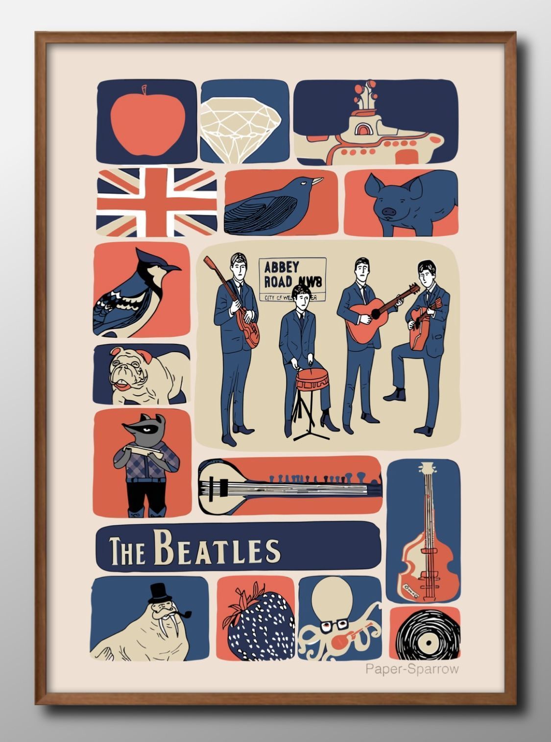 ポスター アート 絵画 額縁 Beatles ビートルズ ロック イギリス 北欧