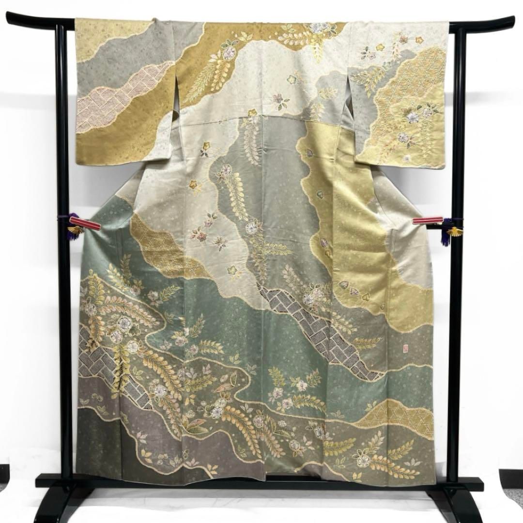 桐屋翠山工房 訪問着 辻ヶ花 作家もの 金通し 絞り 紋無し 着物