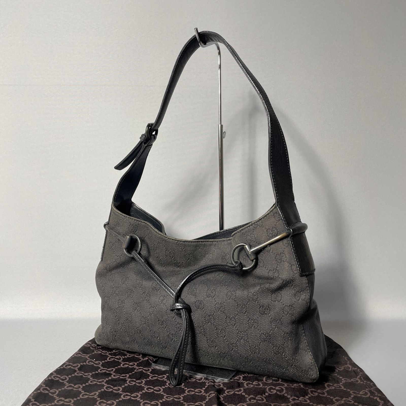 GUCCI グッチ GGワンショルダー ブラック キャンバス レザー