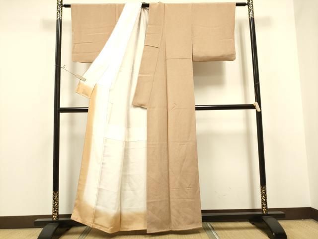 平和屋着物●江戸小紋　万筋　洒落柿色×白色　反端付き　正絹　逸品　CAAR1237hy 平和屋着物○江戸小紋 万筋 洒落柿色×白色 反端付き 正絹