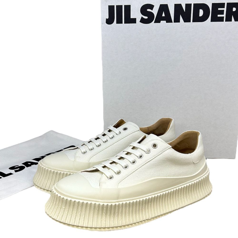 新品 JIL SANDER レースアップ キャンバス スニーカー ジルサンダー